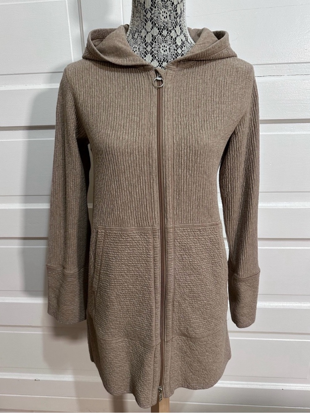 Lululemon Along the Way Full Zip Hoodie Size XXS Heathered Soft Sand $148